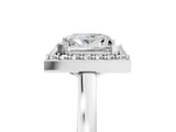 White gold Princess Cut Halo Diamond Ring with Solitaire Band and Prong Setting_12