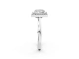 White gold Princess Cut Halo Diamond Ring with Solitaire Band and Prong Setting_9