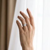 White gold Princess Cut Halo Diamond Ring with Split Shank and Four-Prong Setting_6