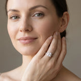 White gold Princess Cut Halo Diamond Ring with Split Shank and Four-Prong Setting_7