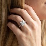 White gold Princess Cut Halo Diamond Ring with Split Shank and Four-Prong Setting_8