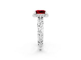 White gold Princess Cut Halo Diamond Solitaire with Filigree Band and Four-Prong Setting_2