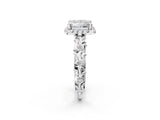 White gold Princess Cut Halo Diamond Solitaire with Filigree Band and Four-Prong Setting_21