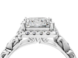 White gold Princess Cut Halo Diamond Solitaire with Filigree Band and Four-Prong Setting_23