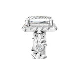 White gold Princess Cut Halo Diamond Solitaire with Filigree Band and Four-Prong Setting_24