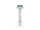 White gold Princess Cut Halo Diamond Solitaire with Filigree Band and Four-Prong Setting_2