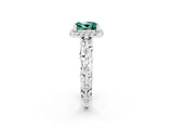 White gold Princess Cut Halo Diamond Solitaire with Filigree Band and Four-Prong Setting_2