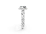 White gold Princess Cut Halo Diamond Solitaire with Filigree Band and Four-Prong Setting_2