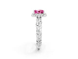 White gold Princess Cut Halo Diamond Solitaire with Filigree Band and Four-Prong Setting_2