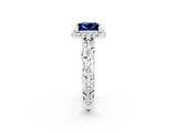 White gold Princess Cut Halo Diamond Solitaire with Filigree Band and Four-Prong Setting_2