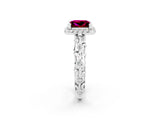 White gold Princess Cut Halo Diamond Solitaire with Filigree Band and Four-Prong Setting_2
