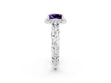 White gold Princess Cut Halo Diamond Solitaire with Filigree Band and Four-Prong Setting_2