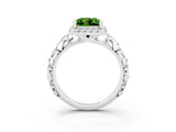White gold Princess Cut Halo Diamond Solitaire with Filigree Band and Four-Prong Setting_3