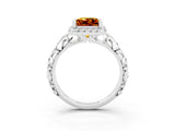 White gold Princess Cut Halo Diamond Solitaire with Filigree Band and Four-Prong Setting_3