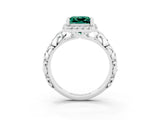 White gold Princess Cut Halo Diamond Solitaire with Filigree Band and Four-Prong Setting_3