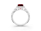 White gold Princess Cut Halo Diamond Solitaire with Filigree Band and Four-Prong Setting_3