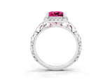 White gold Princess Cut Halo Diamond Solitaire with Filigree Band and Four-Prong Setting_3