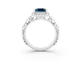 White gold Princess Cut Halo Diamond Solitaire with Filigree Band and Four-Prong Setting_3