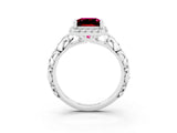 White gold Princess Cut Halo Diamond Solitaire with Filigree Band and Four-Prong Setting_3