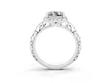 White gold Princess Cut Halo Diamond Solitaire with Filigree Band and Four-Prong Setting_3