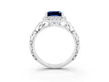 White gold Princess Cut Halo Diamond Solitaire with Filigree Band and Four-Prong Setting_3