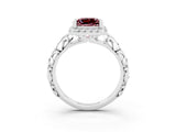 White gold Princess Cut Halo Diamond Solitaire with Filigree Band and Four-Prong Setting_3
