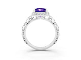 White gold Princess Cut Halo Diamond Solitaire with Filigree Band and Four-Prong Setting_3