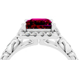 White gold Princess Cut Halo Diamond Solitaire with Filigree Band and Four-Prong Setting_4