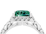 White gold Princess Cut Halo Diamond Solitaire with Filigree Band and Four-Prong Setting_4