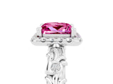 White gold Princess Cut Halo Diamond Solitaire with Filigree Band and Four-Prong Setting_5