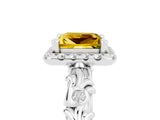 White gold Princess Cut Halo Diamond Solitaire with Filigree Band and Four-Prong Setting_5