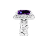 White gold Princess Cut Halo Diamond Solitaire with Filigree Band and Four-Prong Setting_5