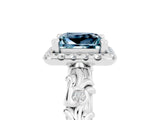 White gold Princess Cut Halo Diamond Solitaire with Filigree Band and Four-Prong Setting_5