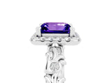 White gold Princess Cut Halo Diamond Solitaire with Filigree Band and Four-Prong Setting_5