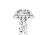 White gold Princess Cut Halo Diamond Solitaire with Filigree Band and Four-Prong Setting_5