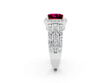 White gold Princess Cut Halo Garnet Ring with Split Shank and Four-Prong Setting_2