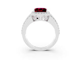 White gold Princess Cut Halo Garnet Ring with Split Shank and Four-Prong Setting_3