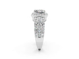 White gold Princess Cut Halo Moissanite Ring with Split Shank and Four-Prong Setting_2