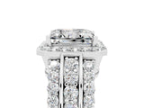 White gold Princess Cut Halo Moissanite Ring with Split Shank and Four-Prong Setting_5