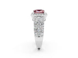White gold Princess Cut Halo Morganite Ring with Split Shank and Four-Prong Setting_2