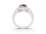 White gold Princess Cut Halo Morganite Ring with Split Shank and Four-Prong Setting_3