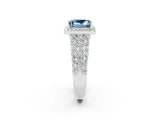 White gold Princess Cut Halo Pavé Diamond Engagement Ring with Split Shank and Four-Prong Setting_2