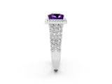 White gold Princess Cut Halo Pavé Diamond Engagement Ring with Split Shank and Four-Prong Setting_2