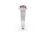 White gold Princess Cut Halo Pavé Diamond Engagement Ring with Split Shank and Four-Prong Setting_2