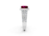 White gold Princess Cut Halo Pavé Diamond Engagement Ring with Split Shank and Four-Prong Setting_2