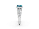 White gold Princess Cut Halo Pavé Diamond Engagement Ring with Split Shank and Four-Prong Setting_2