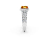 White gold Princess Cut Halo Pavé Diamond Engagement Ring with Split Shank and Four-Prong Setting_2