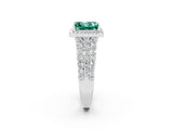 White gold Princess Cut Halo Pavé Diamond Engagement Ring with Split Shank and Four-Prong Setting_2
