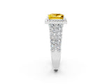 White gold Princess Cut Halo Pavé Diamond Engagement Ring with Split Shank and Four-Prong Setting_2