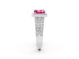White gold Princess Cut Halo Pavé Diamond Engagement Ring with Split Shank and Four-Prong Setting_2